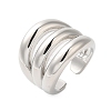 Three-layer Brass Open Cuff Rings for Women RJEW-A046-08P-1