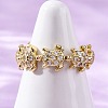 Brass Micro Pave Clear Cubic Zirconia Cuff Rings for Women RJEW-G345-01G-2