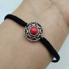 Alloy & Gemstone Round Bead Braided Bead Bracelets KO2784-1-1
