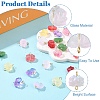 24Pcs 8 Colors Lotus Flower Transparent Glass Connector Charms PALLOY-YW00110-5