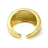 Textured Brass with Cubic Zirconia Open Cuff Ring RJEW-B051-16G-3