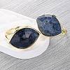 Horse Eye Natural Gemstone Cuff Rings RJEW-M076-04G-5