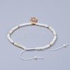 Electroplate Glass Braided Beads Bracelets BJEW-JB04311-02-3