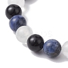 Natural Sodalite & Selenite & Eyeless Obsidian Round Beaded Stretch Bracelets BJEW-JB10114-02-3