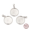 Anti-Tarnish Rhodium Plated 925 Sterling Silver Pendant Cabochon Settings STER-I017-017P-2