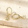 Tortoise Brass Micro Pave Clear Cubic Zirconia Hoop Earrings EJEW-D311-008G-1