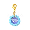 Flat Round with Smiling Face Glass Seed Pendant Decorations HJEW-MZ00092-3