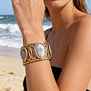 Duo Tone 304 Stainless Steel Pave Clear Cubic Zirconia Oval Teardrop Open Cuff Bangles for Women WG1A7D8-01-1