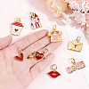 16Pcs 8 Styles Valentine's Day Brass Enamel Pendants KK-BBC0028-93-3