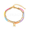 304 Stainless Steel Letter Charm Double-layered Bracelets VG5038-13-1