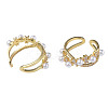 Cubic Zirconia Infinity Open Cuff Ring with Imitation Pearl RJEW-N035-132-3