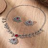 Flower Alloy Rhinestone Pendant Necklace & Stud Earring FS-WG1C18E-04-1