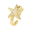 Starfish Brass Micro Pave Clear Cubic Zirconia Cuff Rings for Women RJEW-A088-08A-G-4