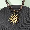 304 Stainless Steel Sun Pendant Leopard Print Polyester Cord Necklaces for Women NJEW-D340-04G-2
