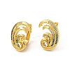 Rack Plating Brass Micro Pave Cubic Zirconia Stud Earrings EJEW-P221-50G-1