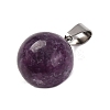 Round Natural Lepidolite Pendants G-Q434-20-2