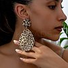 Leopard Print Alloy Dangle Stud Earrings EJEW-K304-01A-G-1