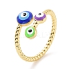Enamel Evil Eye Open Cuff Ring RJEW-A007-06LG-2
