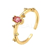 Brass Micro Pave Cubic Zirconia Cuff Rings for Women RJEW-H247-24G-4