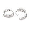 Brass Micro Pave Clear Cubic Zirconia Hoop Earrings LS-EJEW-S234-04P-2