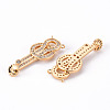 Brass Micro Pave Clear Cubic Zirconia Screw Eye Peg Bails Links Connectors KK-T062-89G-NF-4