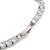 Brass Pave Clear Cubic Zirconia Flat Round Link Bracelets BJEW-B094-04P-3