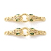 Rack Plating Brass Micro Pave Cubic Zirconia Snake Connector Charms KK-C084-10A-G-1