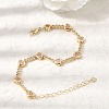 Heart Brass Micro Pave Cubic Zirconia Link Chain Bracelets for Women BJEW-A164-01G-04-1