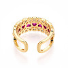 Brass Micro Pave Cubic Zirconia Cuff Rings for Women KK-T074-24G-3