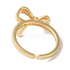 Bowknot Brass Micro Pave Clear Cubic Zirconia Open Cuff Rings for Women LS-RJEW-C098-25G-3