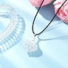 Electroplated Glass Beaded Heart Pendant Black Waxed Cotton Cord Necklaces for Women NJEW-MZ00120-01-1