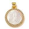 Rack Plating Brass Micro Pave Clear Cubic Zirconia Flat Round Pendants KK-U025-10G-04-1