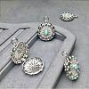 925 Sterling Silver Pave Dyed Synthetic Turquoise Diffuser Locket Pendants G-C276-02-2
