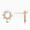 Brass Micro Pave Clear Cubic Zirconia Stud Earrings KK-R132-073-NF-3