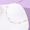 304 Stainless Steel with Dyed Pink Natural Shell Disc Beads Link Chain Necklaces for Women NJEW-K255-46G-3