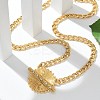 304 Stainless Steel Crystal Rhinestone Flat Round Pendant Twisted Chain Necklaces for Women LS-STAS-Z117-11G-3