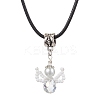 Glass Seed Beads & Glass Pearl Angel Pendant Necklaces NJEW-MZ00056-3