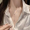 Flat Round 304 Stainless Steel Micro Pave Clear Cubic Zirconia Pendant Double Layer Y Necklaces for Women FS-WG7B3FB-01-1