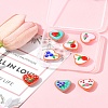 8Pcs 8 Colors Painted Glass Beads Enamel Beads Heart with Fruit LAMP-FS0001-51-10