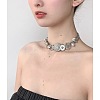 Sun Heat Button Stainless Steel & Acrylic & Plastic Imitation Pearl Choker Necklaces FS-WG98DB1-01-3
