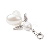 Heart Angel Glass Pearl & ABS Plastic Imitation Pearl Pendant Decorations HJEW-JM03565-01-4