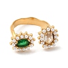304 Stainless Steel Micro Pave Cubic Zirconia Open Cuff Rings for Women RJEW-S415-03G-02-3