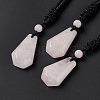 Natural Rose Quartz Hexagon Pendant Necklace with Nylon Cord NJEW-G094-A02-1