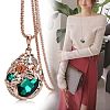 Flower Teardrop Alloy Rhinestone Pendant Necklaces for Women FS-WG2D28B-01-3