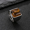 304 Stainless Steel with Natural Tiger Eye Finger Rings for Men FS-WG9BB25-13-1
