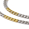 Two Tone PVD Vacuum Plating 201 Stainless Steel Cuban Link Chain Necklace with 304 Stainless Steel Clasps for Men Women NJEW-M194-01A-GP-2