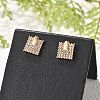 Square Brass Micro Pave Clear Cubic Zirconia Stud Earrings for Women EJEW-G428-12G-02-2