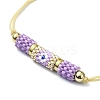 Glass Seed Column with Evil Eye Link Bracelet BJEW-MZ00029-01-4