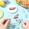 2Pcs Brass Red and Green Enamel Cherry Connector Charms KK-CJ0003-50-5