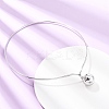 201 Stainless Steel Ball Charm Rigid Choker Necklaces for Women NJEW-Z098-05P-3